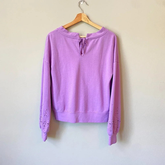 Halogen Women's Size Small Eyelet Purple Crewneck Pullover Sweatshirt Romantic - Picture 3 of 16